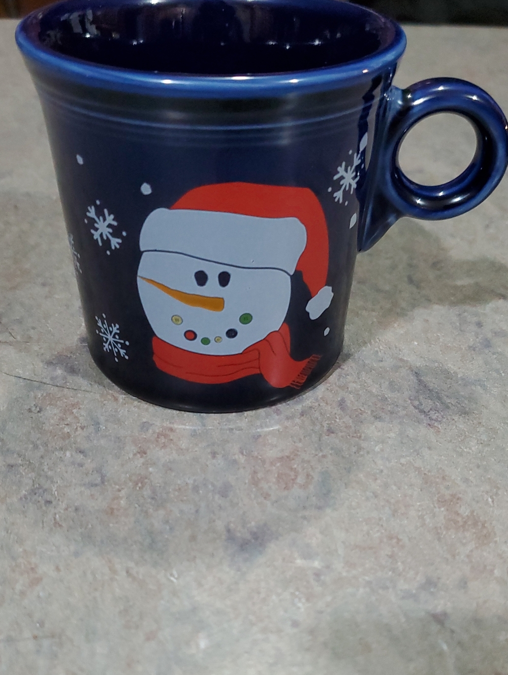 Fiesta Holiday Button Snowman Ceramic Mug - Blue